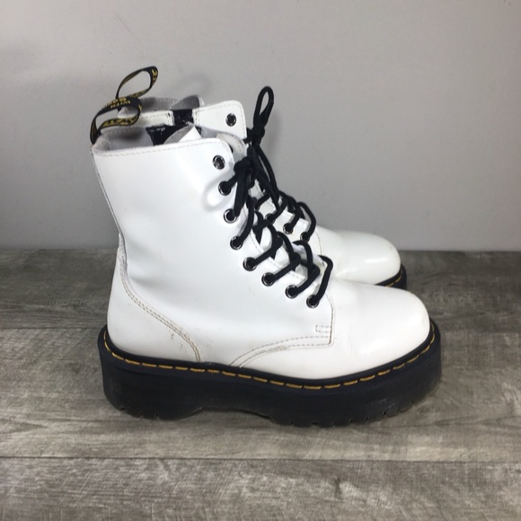 Dr. Martens Dr Quad Jadon Womens White Leather Platform Lace Up Boots 5 UK 7 US - Picture 1 of 10